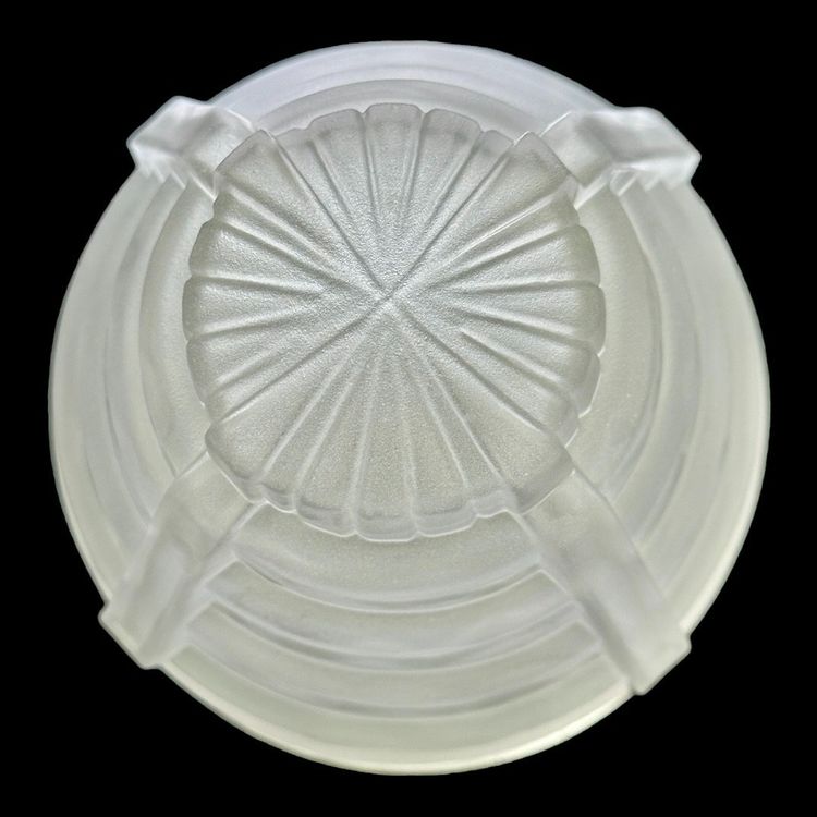 Grand Plafonnier Abat-jour Art Déco Skyscraper - Verre Pressé Moulé, Blanc, Vintage