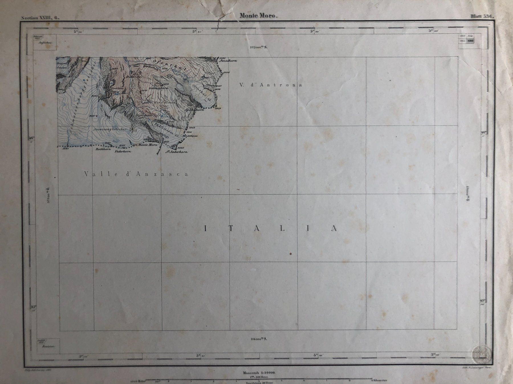 Cartine & Atlanti: Siegfriedatlas Bl. 536: Monte Moro 1881 – Usato da Zürich venduto da allp 1