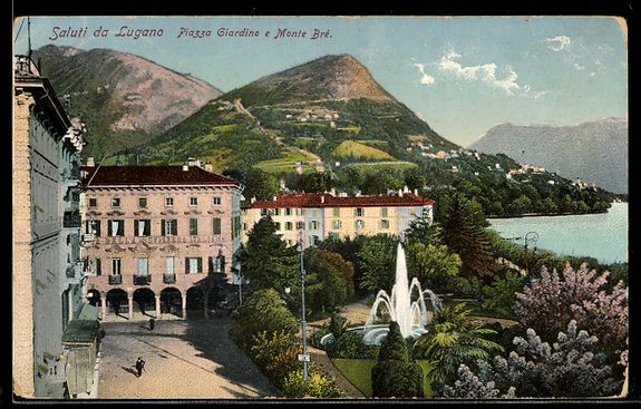 Cartes postales: AK Lugano, Piazza Giardino e Monte Brè – D'occasion à Berlin par bartko-reher