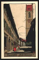 Steindruck-AK Frauenfeld, Freie Strasse 