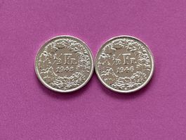 1/2 Fr. 1x1946 und 1x1948 vorzüglich