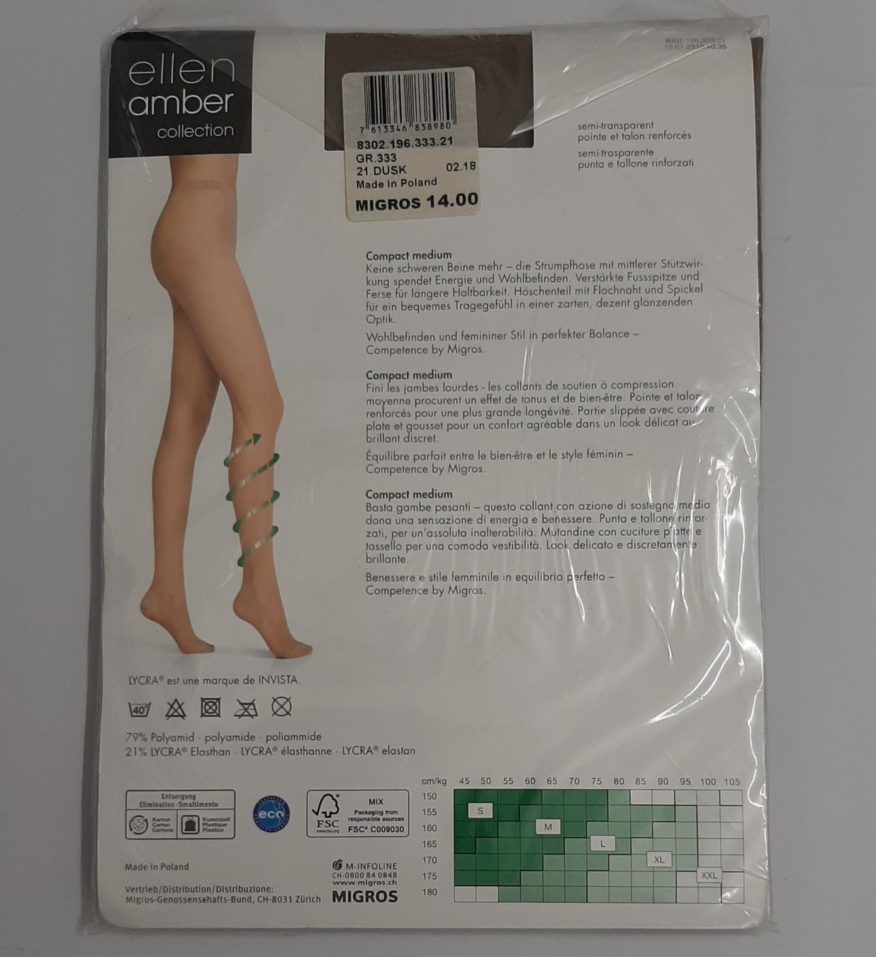 Ellen Amber Calze & Collant: Ellen Amber Compact Medium Strumpfhose 40den Gr.L Dusk – Nuovo e nell'imballaggio originale da Amriswil venduto da Celini3 1