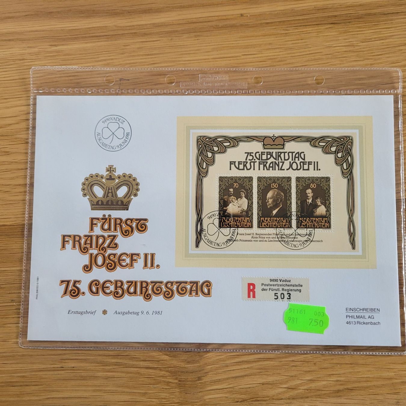 Tutti i francobolli: FDC Grossbrief 1981 Vaduz – Usato da Biel/Bienne venduto da Destockweb