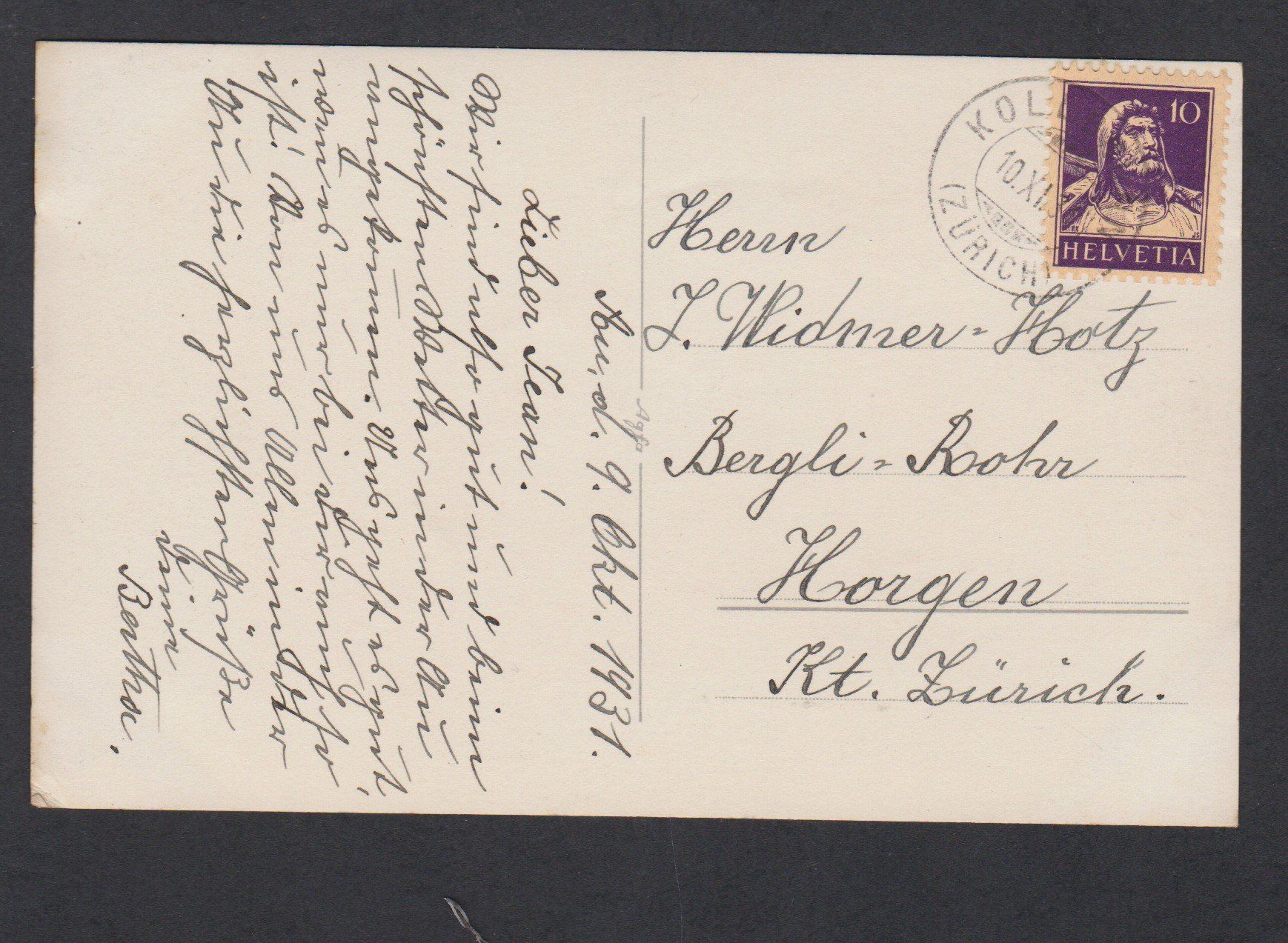 Cartoline postali: Kollbrunn   ZH   -   alte Ansichtskarte um 1930 – Usato da Vitznau venduto da Ropaku 1