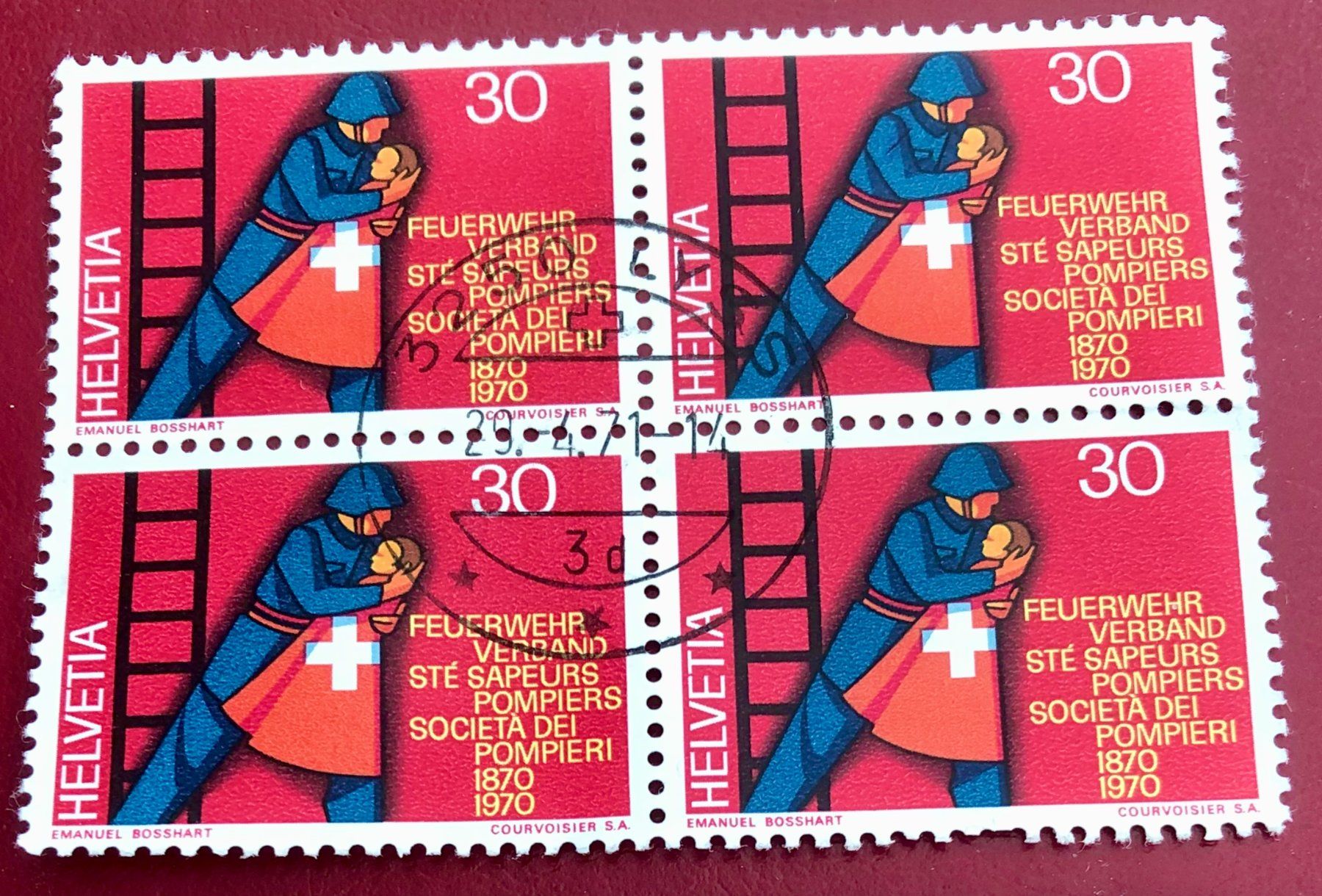 Tutti i francobolli: 4 er Block Nr.477 mit Stempel  Lyss – Usato da Aarau venduto da Billa007