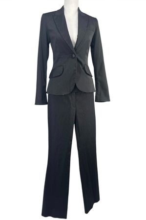 00's MANGO SUIT Blazer + Low-rise Pants, Pinstripes Gris T36