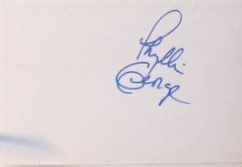 Phyllis George 1949-2020 Autogramm signiert Karte 10x15cm