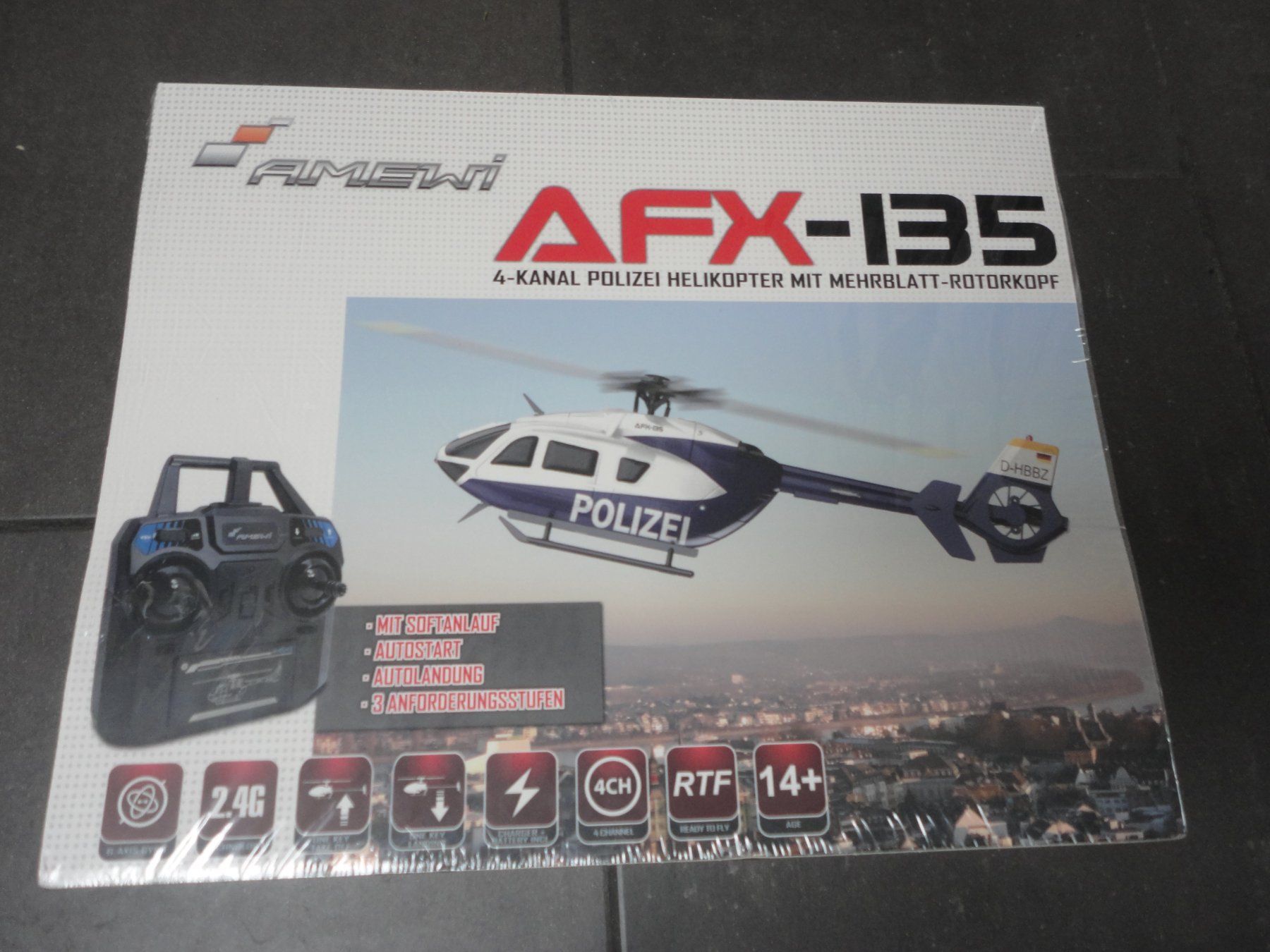 Amewi RC Modellbau: POLIZEI 4-Blatt HELIKOPTER 6G RTF – Neu und originalverpackt aus Horgen von RcModell 3