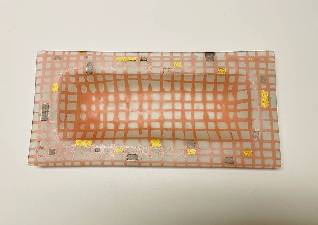 Bicchieri: Glasplatte Dekoschschale orange gestreift Bettina Eberle – Usato da Elgg venduto da Stefanie_W2
