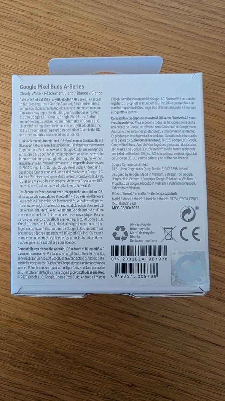 Google Cuffie: Google Pixel Buds A-Series weiss clearly white – Usato da Wangen SZ venduto da jarheit 2