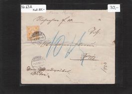 #Nr. 63 A Briefbeleg  , gel. Bunnen SZ 1882