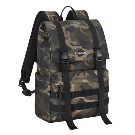 RIVACASE 7621 brown camo Canvas Laptop-Rucksack