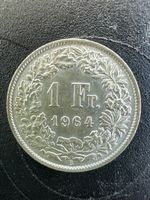 1 Fr. 1964 Helvetia Münze Silber guter Zustand
