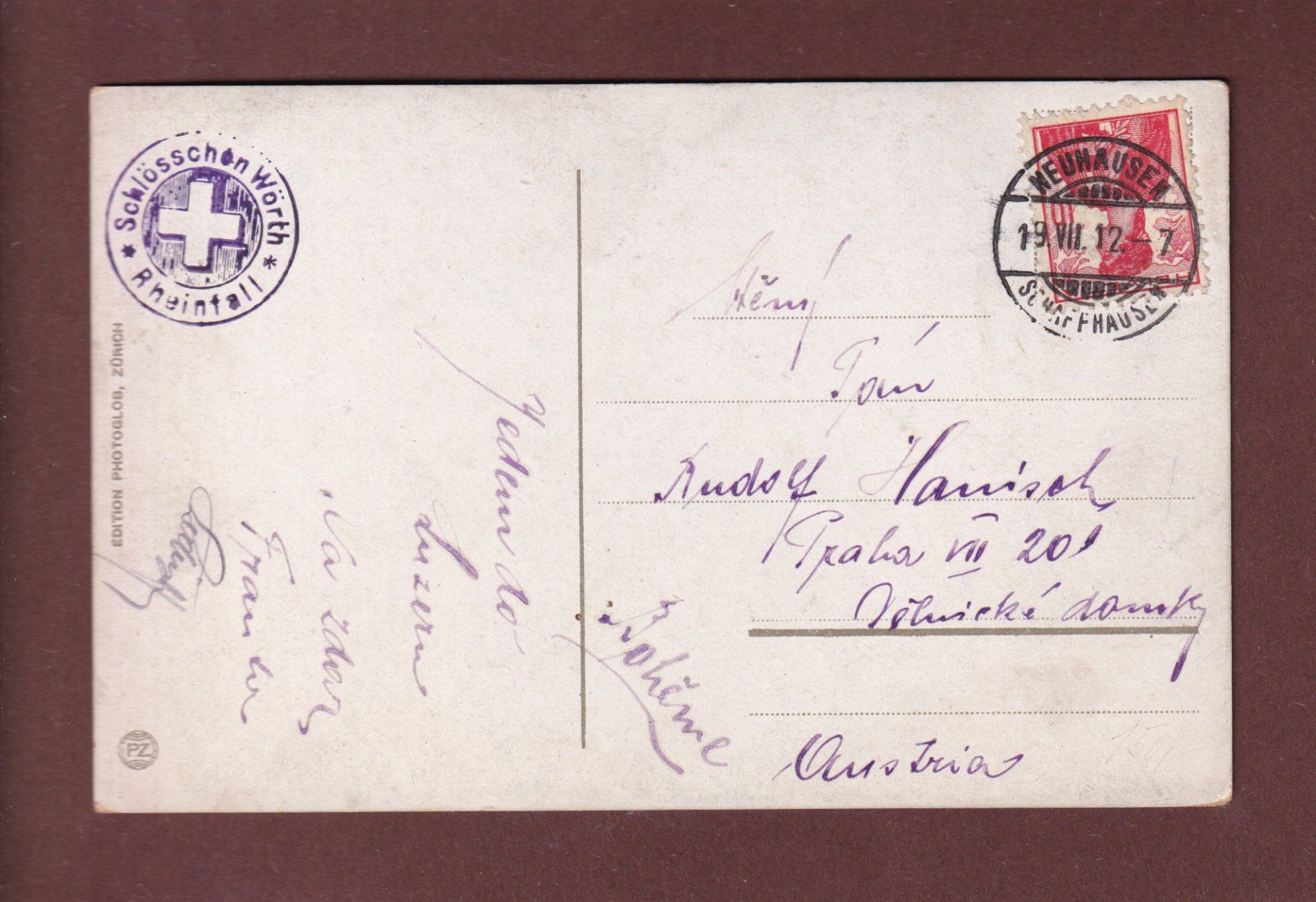 Cartes postales: RHEINFALL - 1912 – D'occasion à Pully par nicecards-shop 1