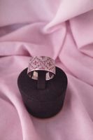 Damenring aus rhodiniertem Silber Grösse 18 mit rosa Steinen