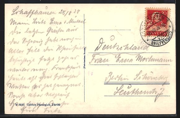 Cartoline postali: Schaffhausen, Ortsansicht mit Flussparti – Usato da Berlin venduto da bartko-reher 1