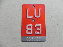 Velonummer Velo Rad Nummer LU 83 Luzern 1983 Geschenk Bike