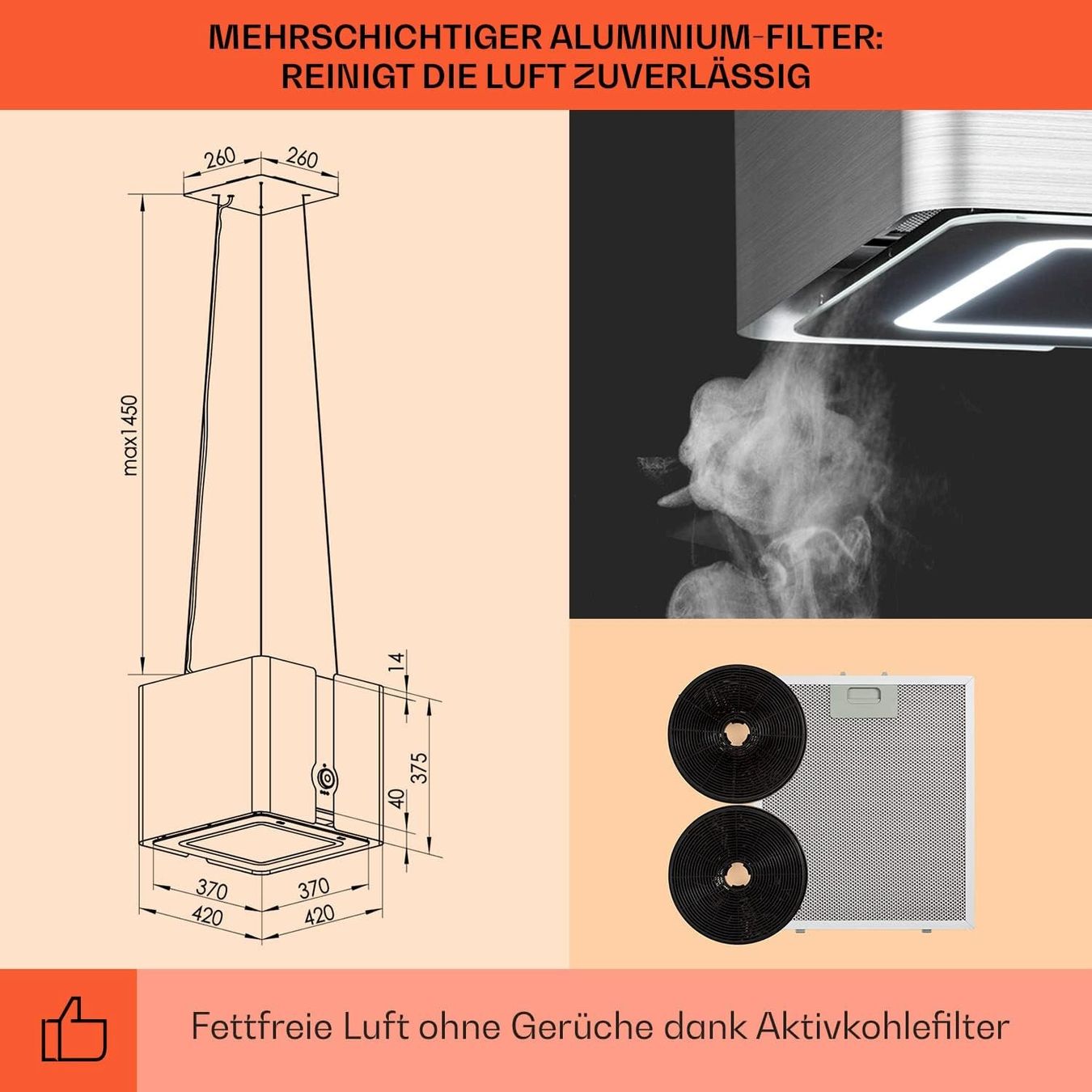 Hottes de ventilation: Klarstein FUTURELIGHT SMART Inselhaube – Neuf avec emballage d'origine à Bottighofen par zaap 7