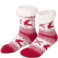 Kuschelsocken mit Rentier-Motiv rot-weiß 35-38