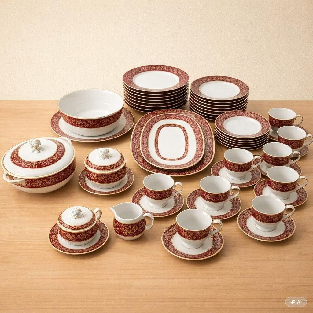 Set di piatti: Langenthaler Tafelservice Château Goldrand rot – Usato da Bützberg venduto da Jolikoelli62 3