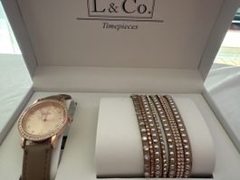 L & Co. Damenuhr mit Armband Set in Box neu