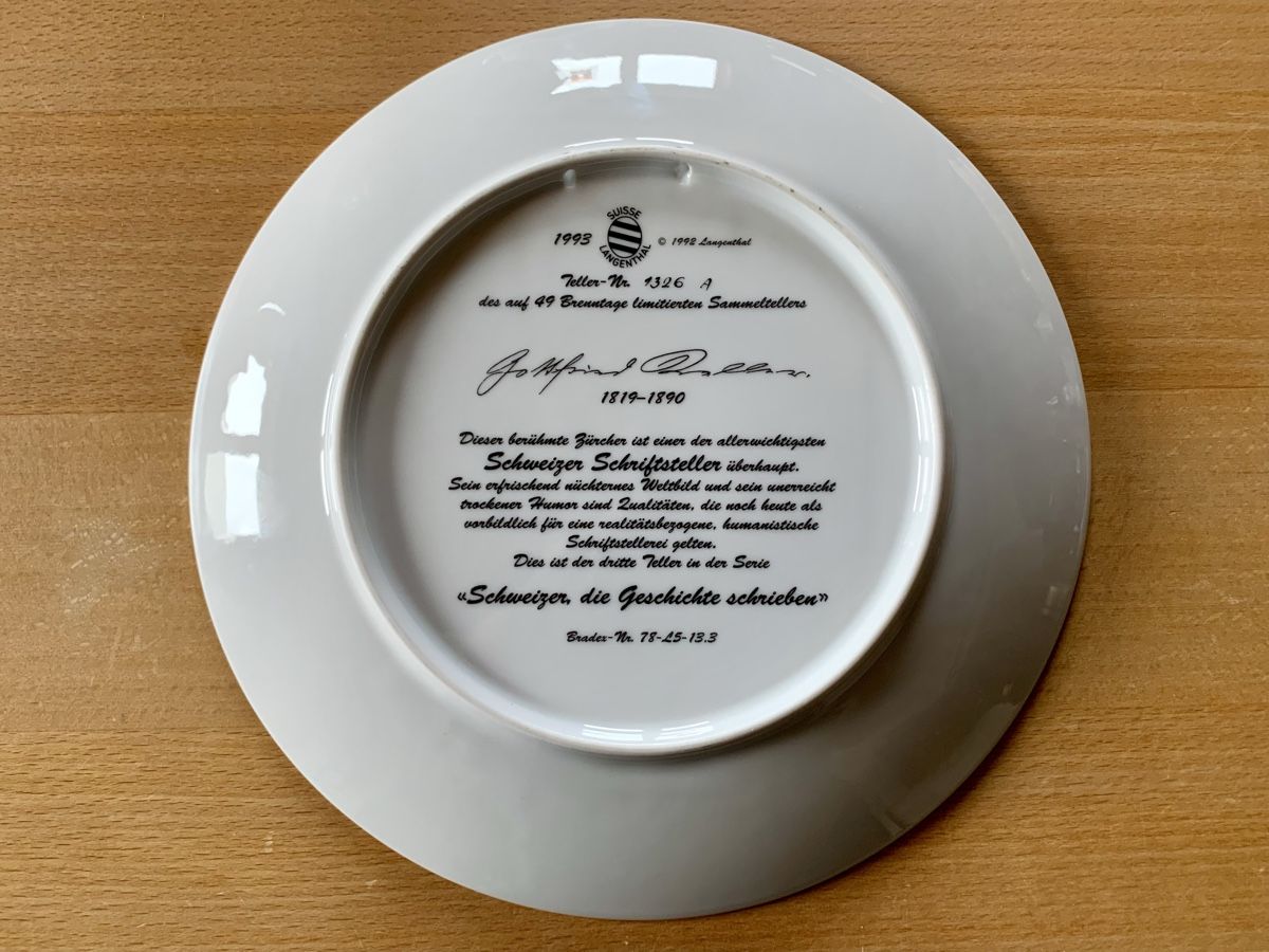 Teller: Wandteller Langenthal Gottfried Keller – Gebraucht aus Auenstein von Stevezee 3