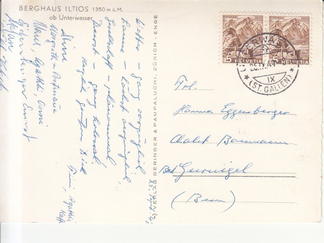 Cartoline postali: Iltios 1949 – Usato da Bürglen TG venduto da StampGraf 1