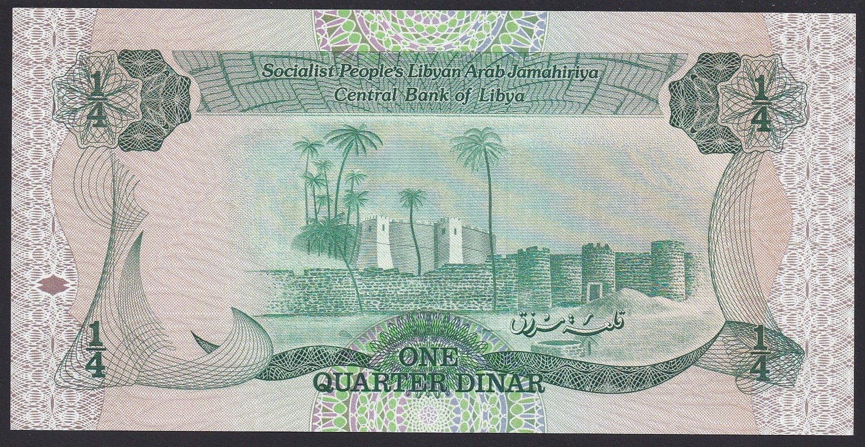 Banconote: Libyen 1/4 Dinar 1984 – Usato da Brugg AG venduto da banknoten_muesli 1