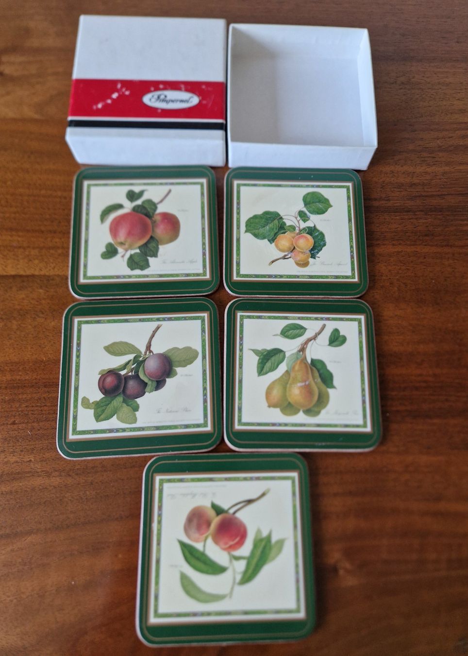 Sottobicchieri: Pimpernel 5  Untersetzer mit Obstmotiven – Usato da Bern venduto da Antikbatik