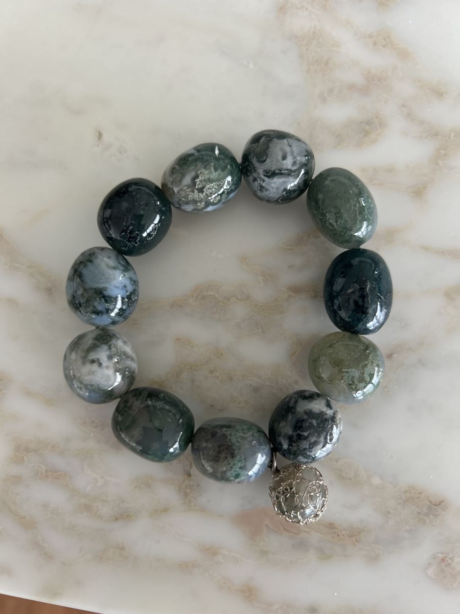 Bracciali & Braccialetti: Moos-Achat Edelstein Armband mit Anhänger – Nuovo (secondo la descrizione) da Minusio venduto da monette08