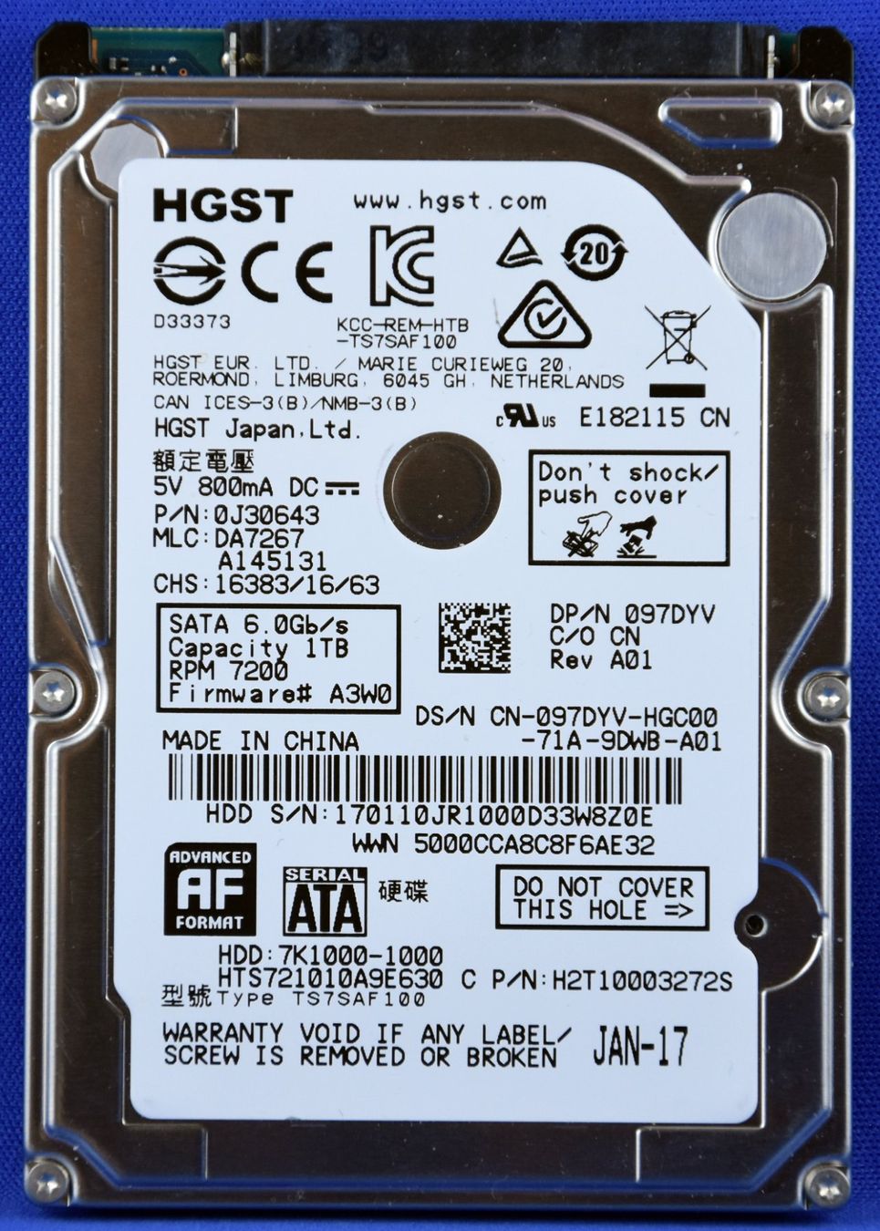 Dischi rigidi: HST HDD 1TB  2.5" 9mm – Usato da Künten venduto da Arktisde