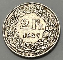 2 Franken - stehende Helvetia - 1947 B (Silber .835)