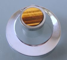 Rhodinierter Silber 800 Tigerauge Anhänger 37 mm