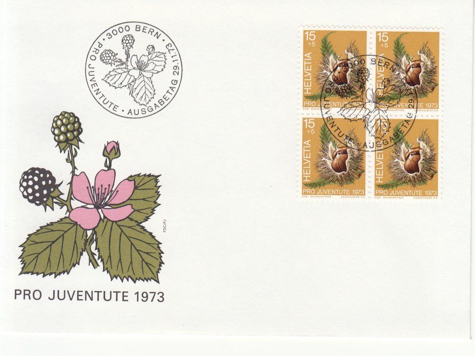 Alle Briefmarken: SBK J244 - J247 im 4er-Block FDC – Gebraucht aus Bürglen TG von StampGraf 1