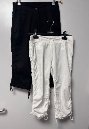 Gr 38☀️💜 Capri Hose 2er Set weiss & schwarz Raffung