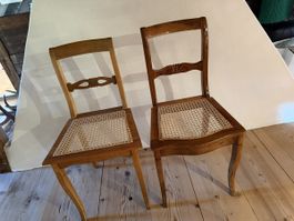 2 biedermeier geflecht stühle mit neuem jonc geflecht