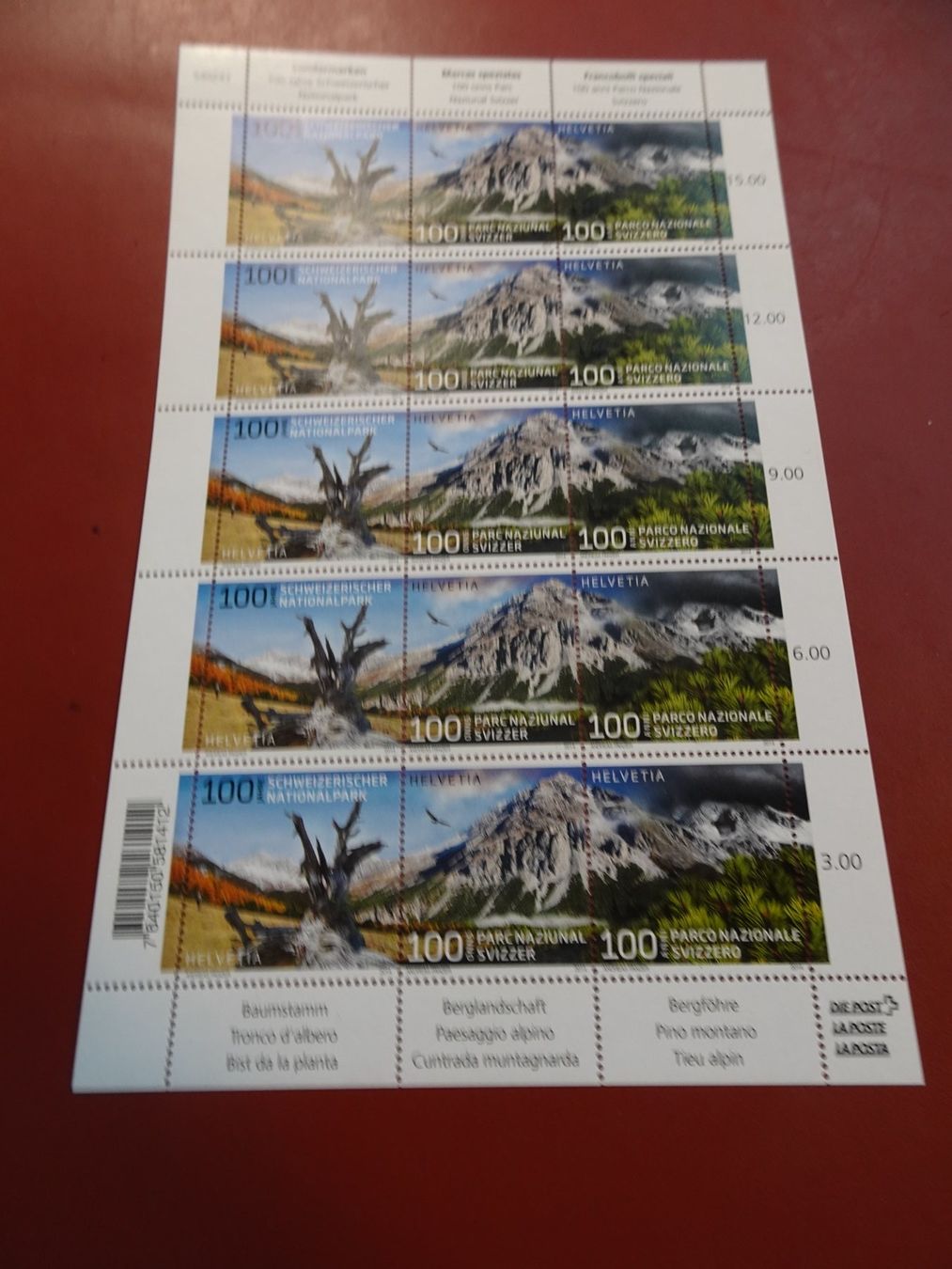 Tutti i francobolli: 2014, KLEINBOGEN 100 J. SCHWEIZ. NATIONALPARK, POSTFRISCH – Nuovo (secondo la descrizione) da Eschenbach SG venduto da eDaisy