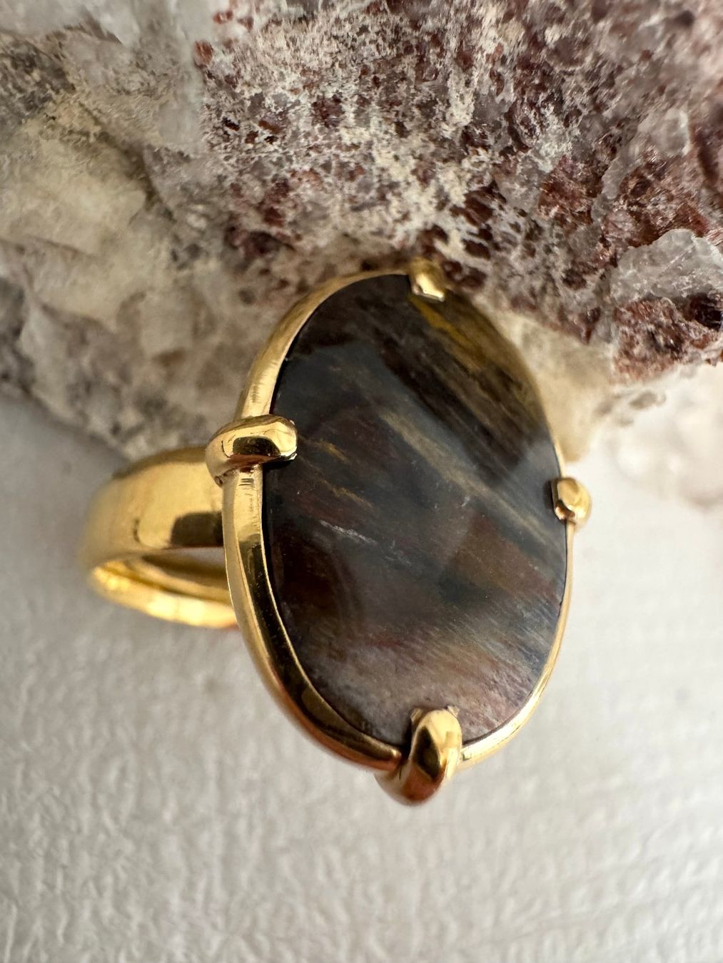 Anelli: Design-Ring Versteinertes - Holz – Nuovo (secondo la descrizione) da Biberist venduto da tl-schmuck