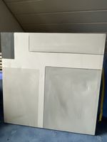 Abstraktes Wandbild, Leinwand, grau in-weiss, gebraucht
