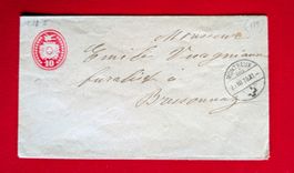 GANZSACHE TÜBLIBRIEF MONTREUX BRESSONNAZ MOUDON VAUD 1878