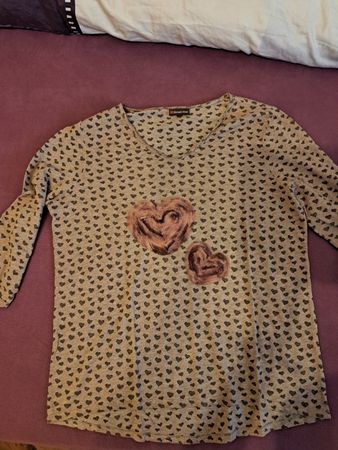 Street One Shirt Gr. 40 Herzchen grau Top Langarm