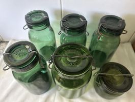 6er Set antike Bügelflaschen/Einmachgläser,Bülach Universal!