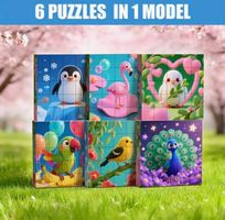 Puzzle-Magnetisch-Tiere- 6 Puzzles in einem Block-kognitiv
