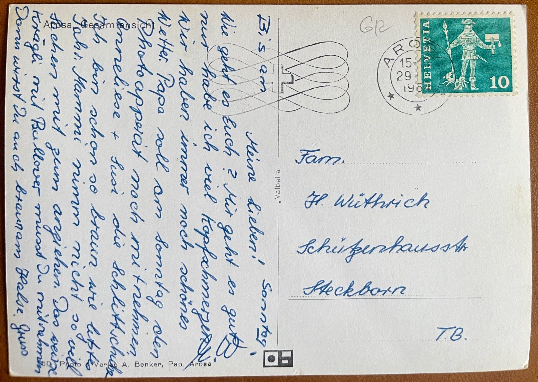 Ansichtskarten: AK:  AROSA - Gesamtansich 1964 – Gebraucht aus Lutry von Ediego 1