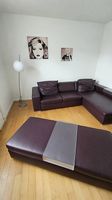 Leder Sofa Polstergruppe Lounge inkl. Hocker/Beistelltisch