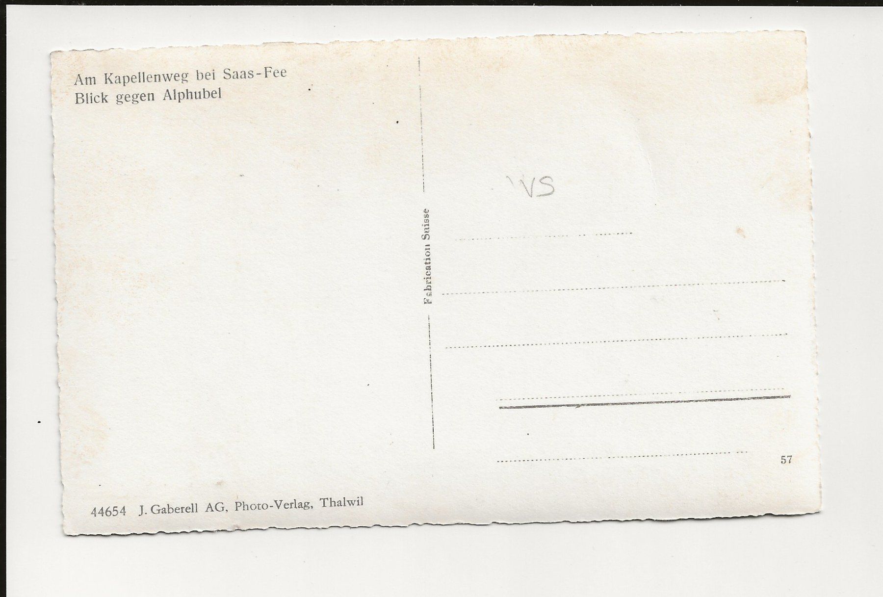 Cartoline postali: AK ca.1950 Am Kapellenweg bei Saas-Fee – Usato da Greifensee venduto da 315WDO 1