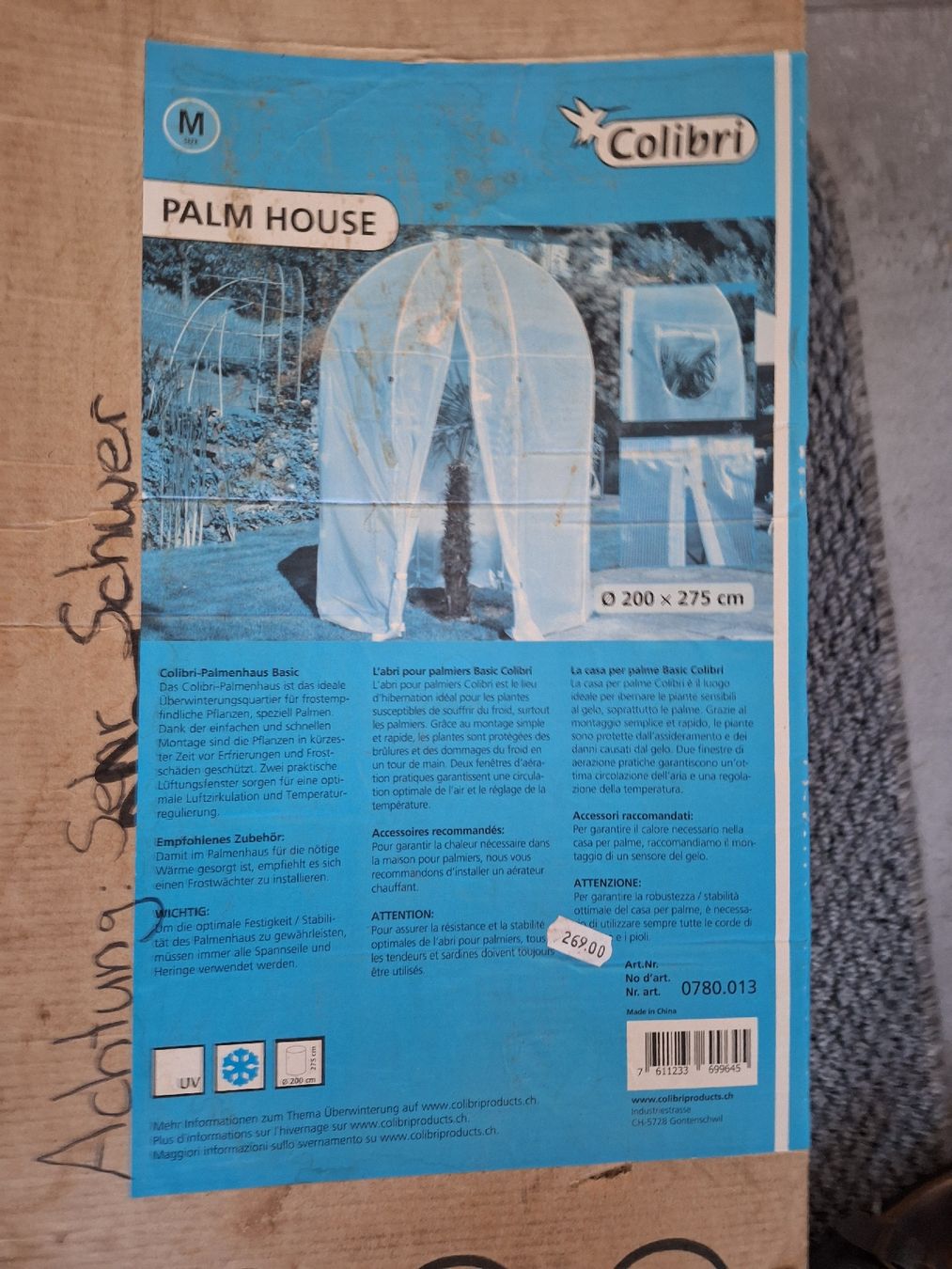 Cabanes de jardin & serres: Colibri Palm House Basic Gestell mit Schutzhülle Grösse M – D'occasion à Ettingen par Platzhirsch63 1