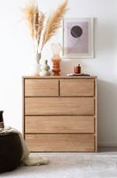 Kommode RÖDVIG Wildeiche massiv 88 x 91 cm 5 Schubladen