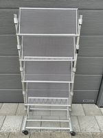 Prospektständer aus Metall, 5 Fächer, mit Rollen