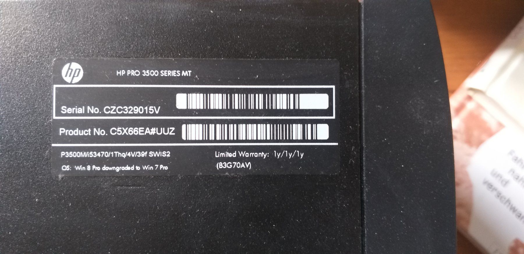 Hewlett Packard PCs: HP PC, Pro 3500 series MT – D'occasion à Bern par Sommergewitter 2